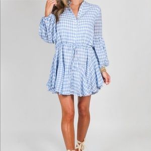 Shop Talulah mini blue and white gingham dress